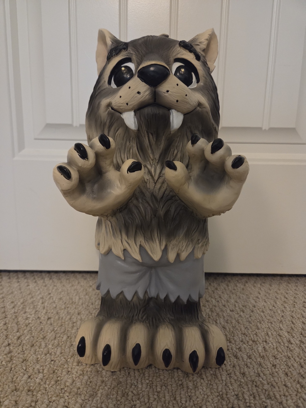 Hand-Painted Gray Werewolf Figurine - Decorative Home Accent